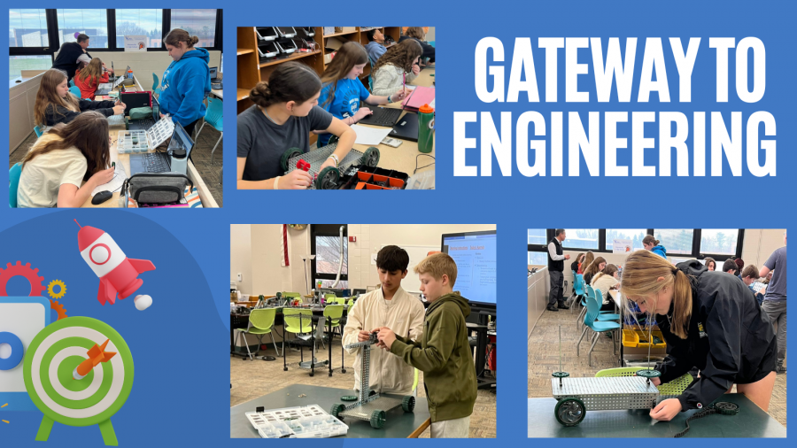 Collage of students working in the Gateway Engineering class